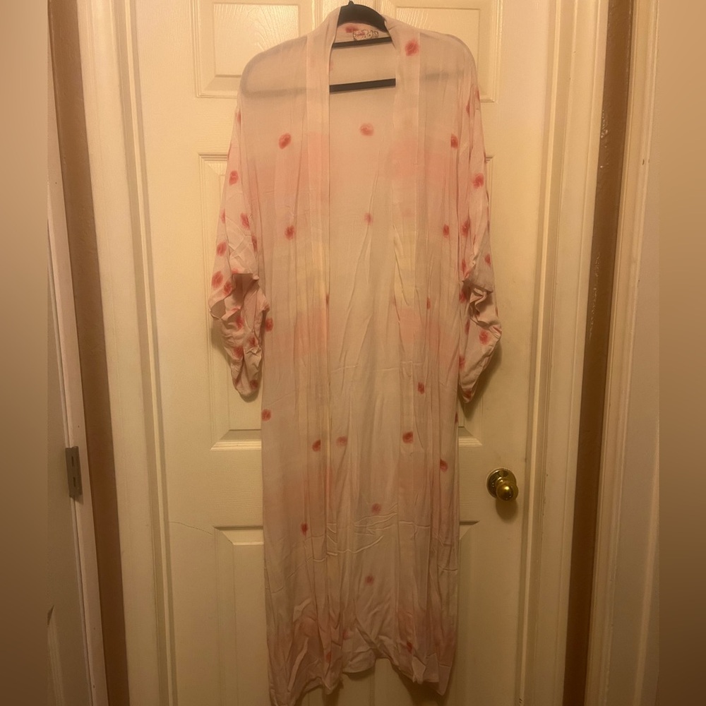Free People Pink Polka Dot Kimono O/S NWOT